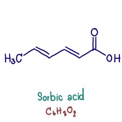 Sorbic acid, or 2,4-hexadienoic acid, is a natural organic compound used as a food preservative. It has the chemical formula CH3(CH)4CO2H. It is a colourless solid that is slightly soluble in water