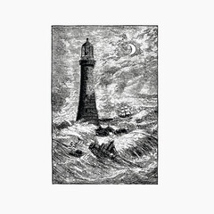 Lighthouse in stormy ocean