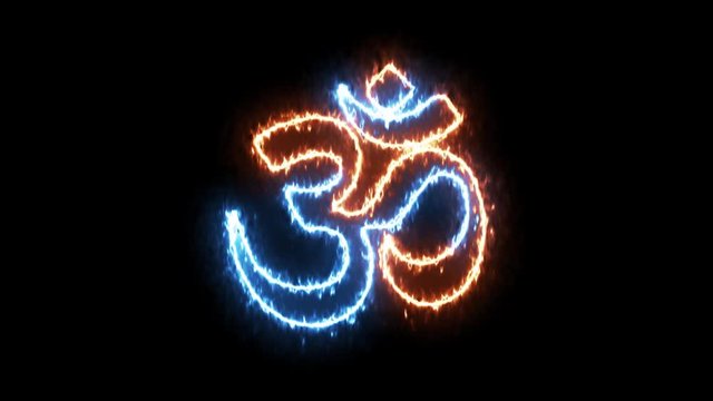 Fire and ice Aum (om) symbol on transparent background.