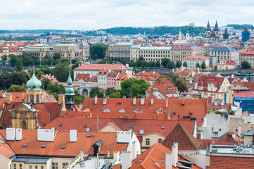 Fototapeta na wymiar Prague, Czech Republic roofs of the city, beautiful view.