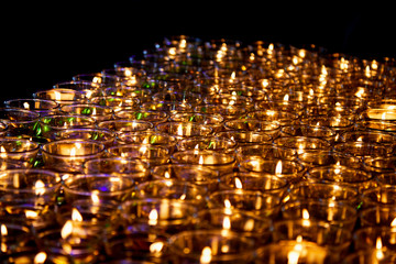 Fire in glasses for blessing Buddha