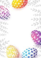Easter greeting card with color floral eggs
