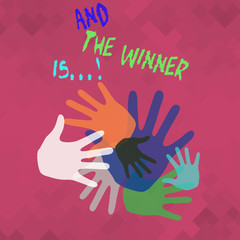 Conceptual hand writing showing And The Winner Is . Concept meaning Announcing as first place in competition or race