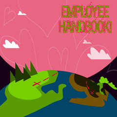 Conceptual hand writing showing Employee Handbook. Concept meaning Document Manual Regulations Rules Guidebook Policy Code
