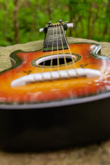 guitar in closeup in selective focus