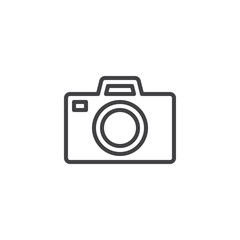 Photo camera line icon. linear style sign for mobile concept and web design. Digital camera outline vector icon. Symbol, logo illustration. Pixel perfect vector graphics