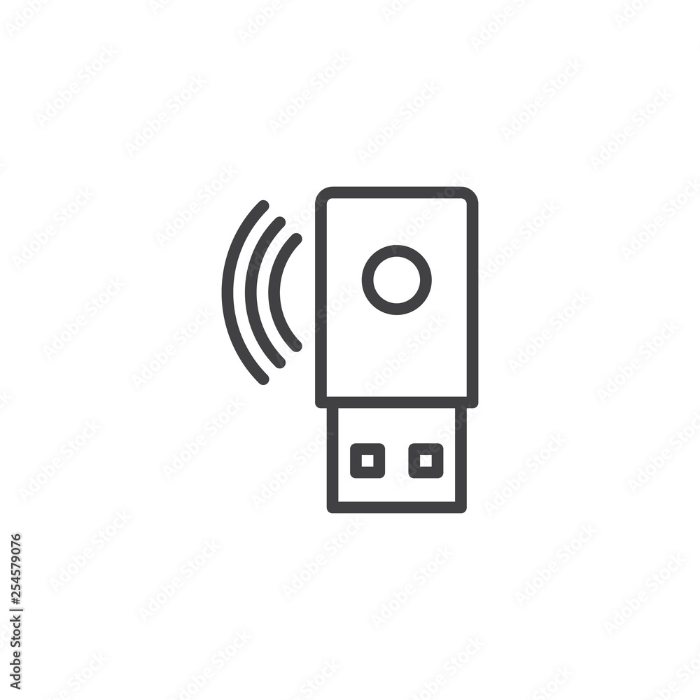 Poster usb portable modem line icon. linear style sign for mobile concept and web design. wireless usb mode