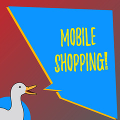 Text sign showing Mobile Shopping. Business photo showcasing Buying Products Online Technological Purchase Wireless Sales