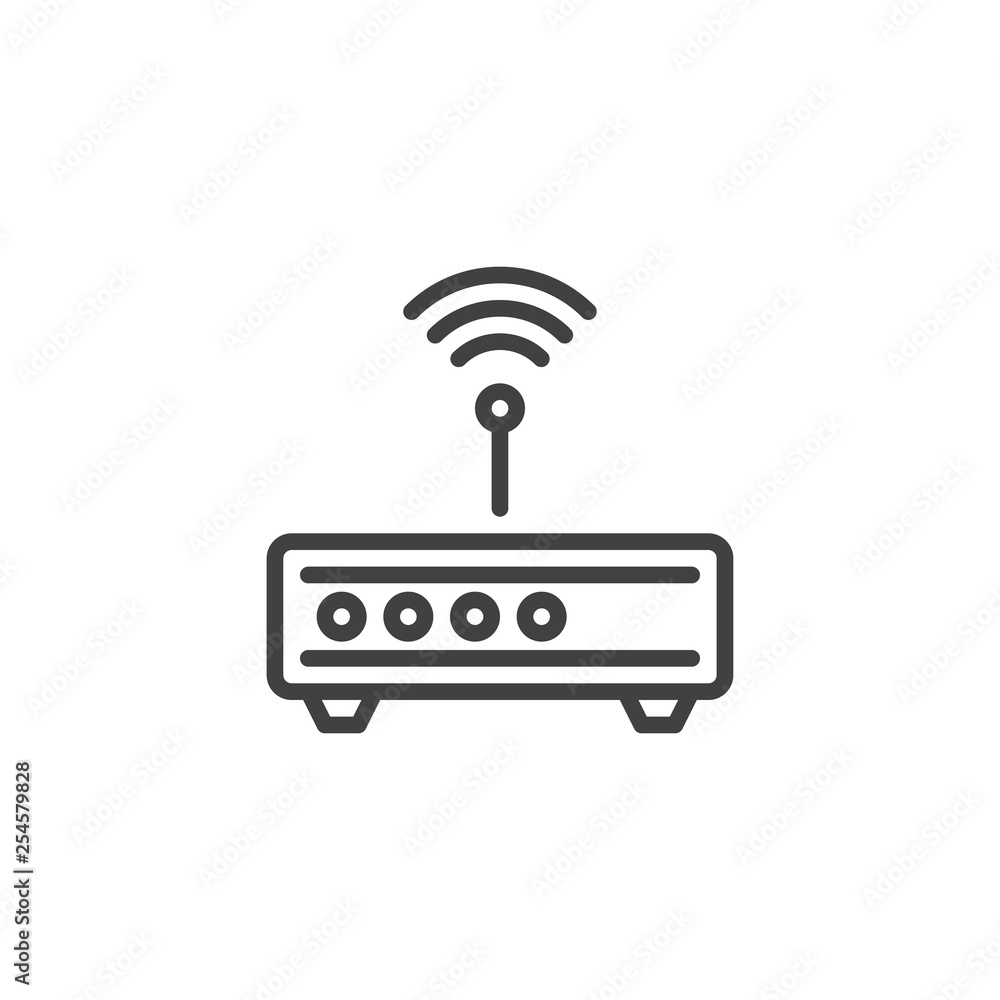 Aufkleber wi-fi router line icon. linear style sign for mobile concept and web design. wifi modem antenna sign