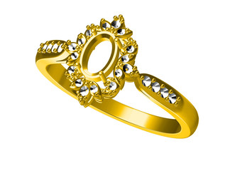 Wedding ring on white background.3D rendering