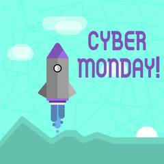 Writing note showing Cyber Monday. Business concept for Special sales after Black Friday Online Shopping Ecommerce
