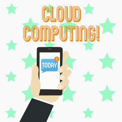 Word writing text Cloud Computing. Business photo showcasing Online Information Storage Virtual Media Data Server