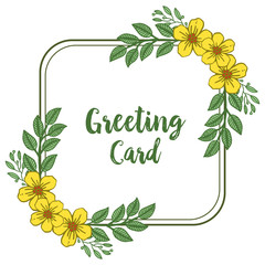 Vector illustration beauty yellow flower frames blooms for greeting cards