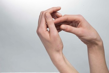 female hands gesturing.