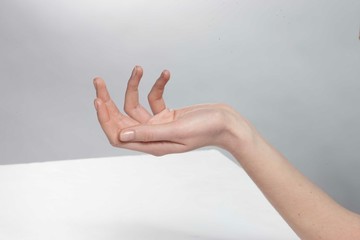female hands gesturing.