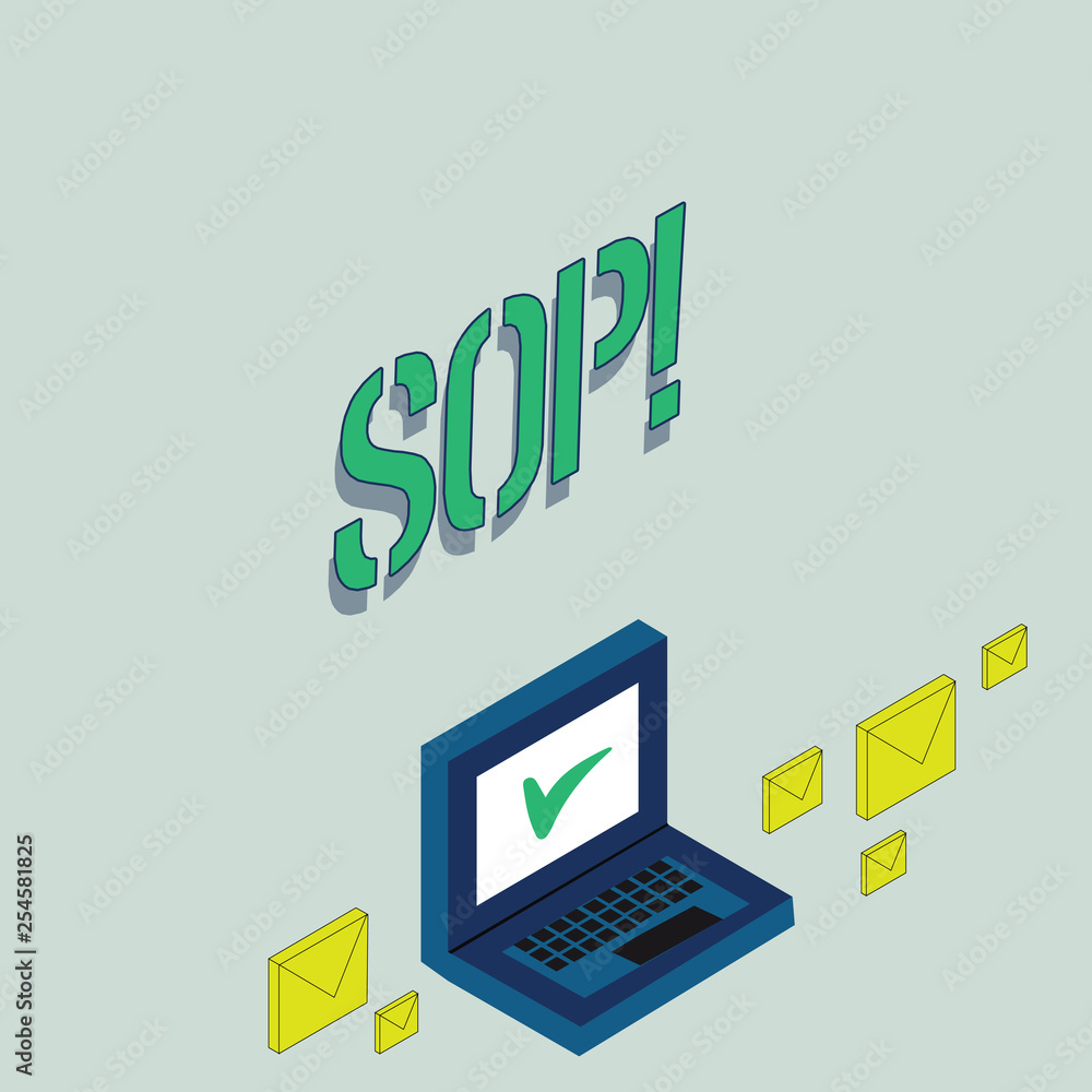 Poster writing note showing sop. business concept for standard operating procedure rules instructions