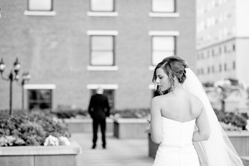 First look with bride and groom