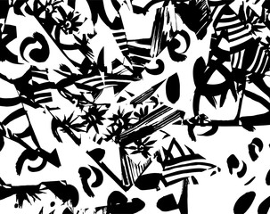 Brush grunge pattern. White and black vector.