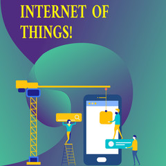 Text sign showing Internet Of Things. Business photo showcasing Innovation Globalization Digital Electronics Connectivity