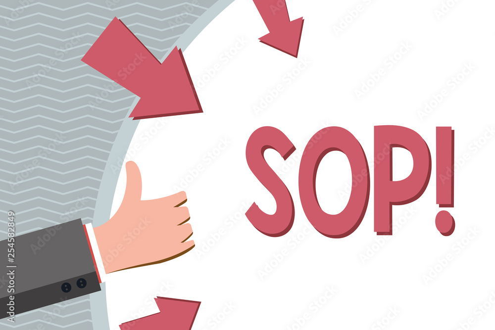 Poster conceptual hand writing showing sop. concept meaning standard operating procedure rules instructions