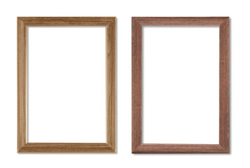 Wooden picture frame isolated on white