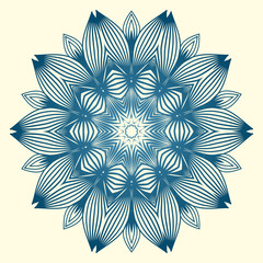 Vintage Invitation Card With Mandala Pattern. Decorative Elements. Vector Illustration. Anti-Stress Therapy Pattern. White blue colour