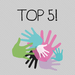 Conceptual hand writing showing Top 5. Concept meaning The best ones Winners Most Popular Bestsellers