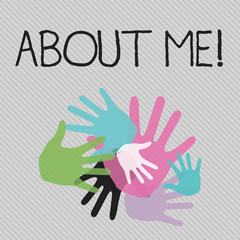 Conceptual hand writing showing About Me. Concept meaning My Personal Characteristics Information Likes and Dislikes