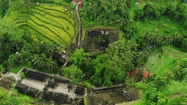 Aerial Top View of Ancient Temple Gunung Kawi in Bali, Indonesia &ndash; Drone Footage