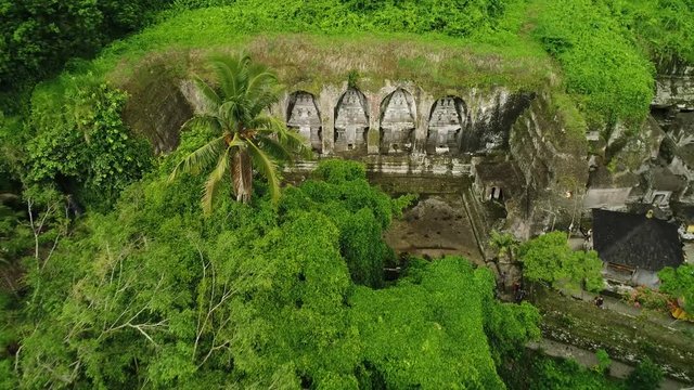 Aerial View of Ancient Temple Gunung Kawi Fly out in Bali, Indonesia &ndash; Drone Footage