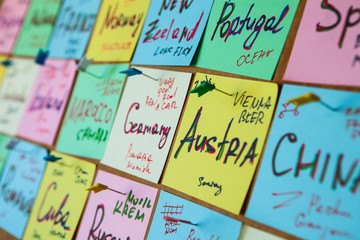 Concept of travel  travel destination points on a Stickers