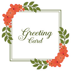 Vector illustration lettering of greeting card with wreath frame blooms