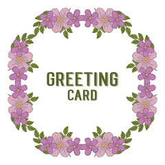 Vector illustration writing of greeting card with crowd bright purple flower frames