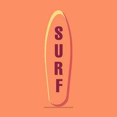 Orange surfboard in a flat style
