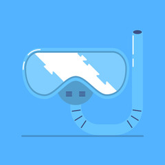 Blue swimming mask in a flat style
