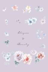 Elegant watercolor hand painted Flower