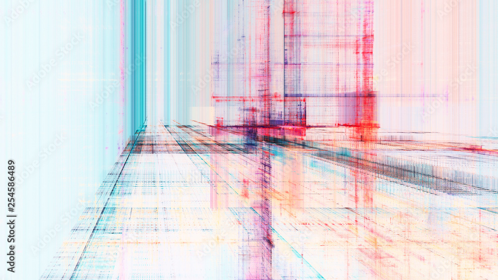 Poster Abstract background. Digital data visualization. 3D illustration based on fractal graphics.