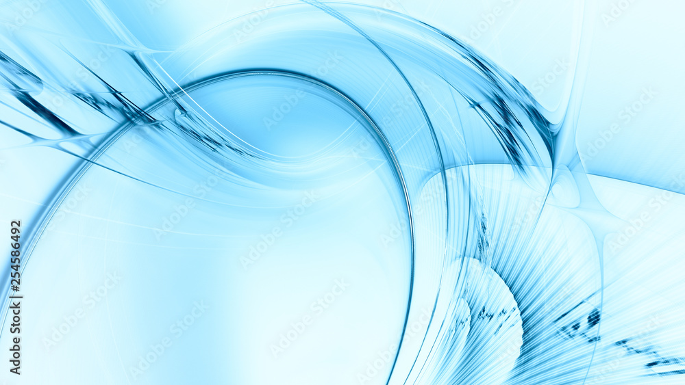 Poster abstract blue on white background texture. dynamic curves ands blurs pattern. detailed fractal graph