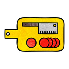 retro grunge texture cartoon meat chopping board