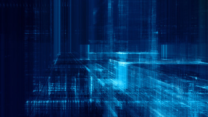 Abstract background. Digital data visualization. 3D illustration based on fractal graphics. Blue toned image.