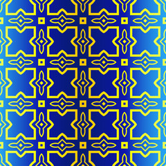 Geometric Pattern. Ethnic Ornament. Vector Illustration. For Greeting Cards, Invitations, Cover Book, Fabric, Scrapbooks. Blue yellow color