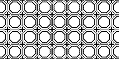 Naklejka premium Vector Illustration. Pattern With Traditional Geometric Ornament, Decorative Border. Design For Print Fabric. Paper For Scrapbook. Black white color