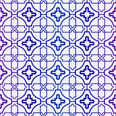 Luxury Geometric Ornament. Seamless Pattern. Color. Vector Illustration. For Wallpaper, Invitation, Holiday Background. Blue purple gradient