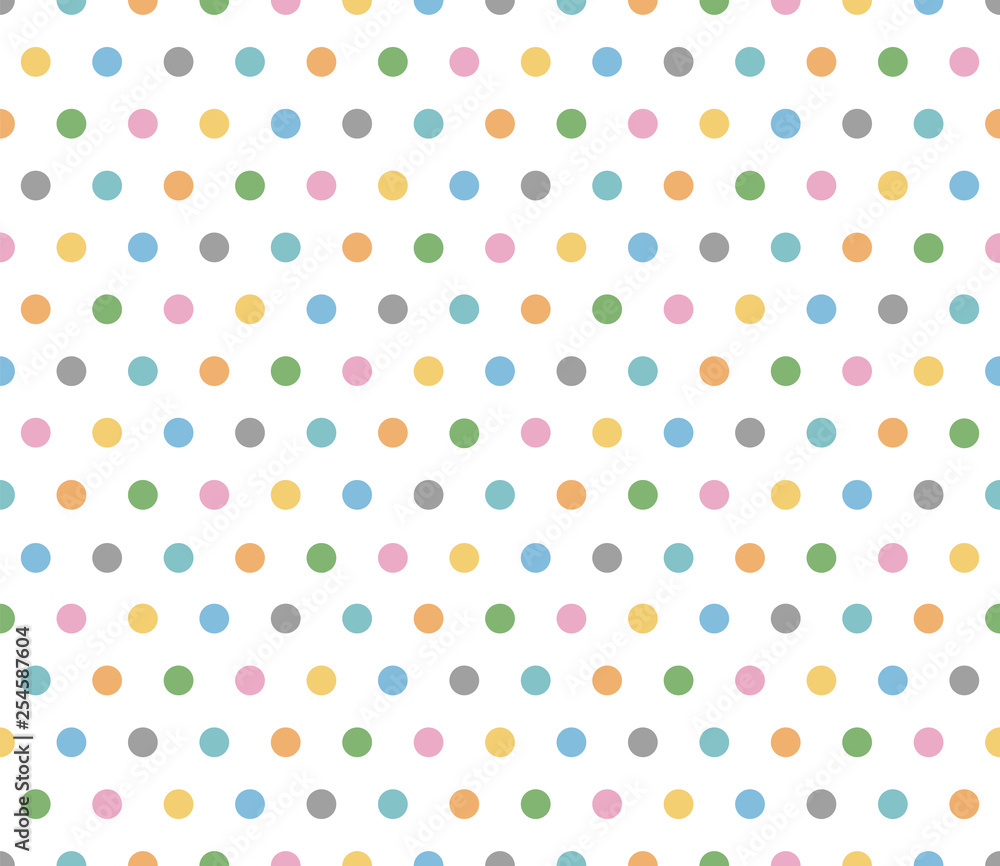 Wall mural Seamless Pattern, Pastel Color, Polka dots, Vector Graphics,