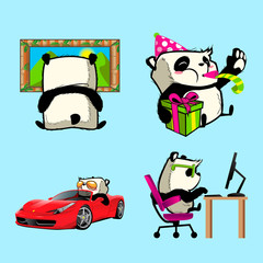 cute panda sticker, panda patches