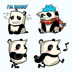 cute panda sticker, panda patches