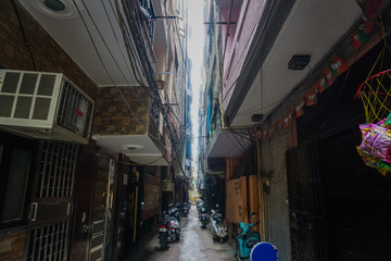 Narrow world. Very narrow street in Delhi, India