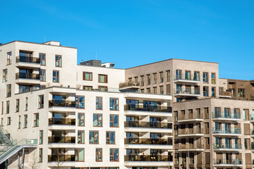 Modern apartment houses in the Hafencity in Hamburg