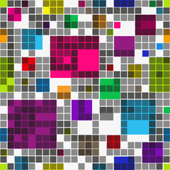 Seamless pattern of geometric rainbow shapes. © NewMast