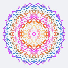 Flower Coloring Mandala. Decorative Vector Elements. Oriental Pattern. Indian, Moroccan, Mystic, Ottoman Motifs. Anti-Stress Therapy Pattern. Rainbow color